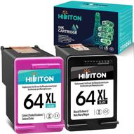 hibiton remanufactured ink cartridge replacement for hp 64xl 64 xl(n9j91an) compatible with envy photo 7855, 7800, 7100, 7858, 7155, 6255, 6252, 6222, 7158, 7164, and 6230 tango x smart wireless - 2 pack (1 black, 1 tri-color) logo