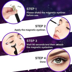 img 1 attached to 👁️ EARLLER Magnetic Eyelashes Kit - 2021 New 5 Pairs of Dramatic False Lashes with Eyeliner, Reusable 3D & 5D Magnetic Eyelashes Set - Short and Long Lashes for Natural Look