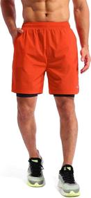 img 3 attached to 📱 Pudolla Men’s 2 in 1 Running Shorts: Quick Dry, 7" Gym Athletic Workout Shorts with Phone Pockets - Ideal for Men