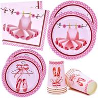 🩰 ballerina ballet party supplies tableware set - 24 pack paper plates (9"), 24 pack paper plates (7"), 24 pack 9 oz. cups, 50 pack lunch napkins - pink dancer tutu ballet slipper design for dance recital, baby shower, girls birthday - dinnerware decor logo