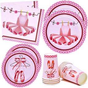 img 4 attached to 🩰 Ballerina Ballet Party Supplies Tableware Set - 24 Pack Paper Plates (9"), 24 Pack Paper Plates (7"), 24 Pack 9 Oz. Cups, 50 Pack Lunch Napkins - Pink Dancer Tutu Ballet Slipper Design for Dance Recital, Baby Shower, Girls Birthday - Dinnerware Decor