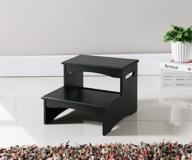 🛌 kings brand furniture courtney black finish wood bedroom step stool: stylish & practical addition for your bedroom logo