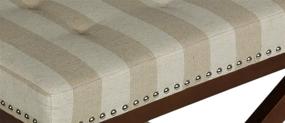 img 1 attached to 🛋️ Cortesi Home Kayla Traditional X Bench Ottoman: Linen with Nail Head Trim, Sandy Beach Stripes - Classy and Functional Addition to your Home Décor