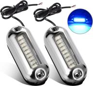 🚤 partsam 2pcs 9led boat underwater led lights - stainless steel, waterproof blue pontoon marine transom accent lights - 10v-30v dc логотип