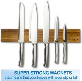 img 3 attached to 🔪 Organize Your Kitchen in Style with Kirra Kitchen Magnetic Knife Holder - 16inch Wooden Knife Rack - Strong Magnetic Strip for Easy Access to Your Knives