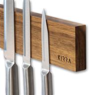 🔪 organize your kitchen in style with kirra kitchen magnetic knife holder - 16inch wooden knife rack - strong magnetic strip for easy access to your knives logo