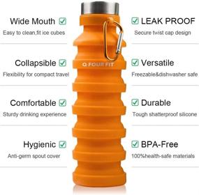 img 1 attached to 🌊 Q Four Fit Sports Collapsible Water Bottle: 100% BPA Free Platinum Silicone | Non-Toxic & Portable Hydration Solution