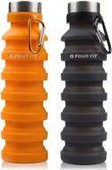 🌊 q four fit sports collapsible water bottle: 100% bpa free platinum silicone | non-toxic & portable hydration solution logo