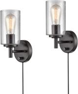 🔥 danseer contemporary oil rubbed bronze bubble glass wall sconces: set of two plug-in sconces with switch - elegant lighting décor логотип