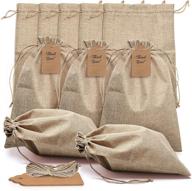 🎁 m & s marathon 10x14 inches burlap bags with drawstring - pack of 10 + bonus gift tags & jute twines, ideal for gift wrapping, party favors, or household applications. logo