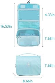 img 1 attached to 🧳 Hanging Toiletry Bag with 8 Storage Bags & Hook - Large Waterproof Organizer for Toiletries, Makeup, Brushes, and Full-sized Containers - Travel Cosmetic Bag for Women/Men (Blue)