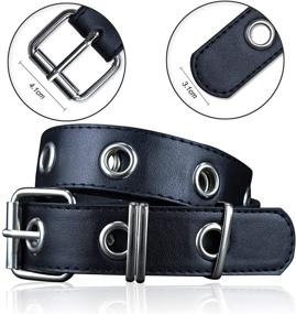 img 1 attached to 👩 Punk Rocker Women's Grommet Leather Belt with Chains - Adjustable Buckles, Black, Medium - Perfect for Jeans, Dresses, and Jumpsuits