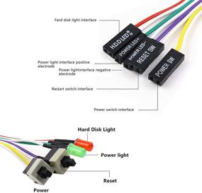 img 2 attached to 🖥️ Эффективный комплект из 3 кабелей для включения/выключения компьютерного корпуса ATX с двойными светодиодными индикаторами - улучшенная передняя панель 27-дюймового корпуса ATX