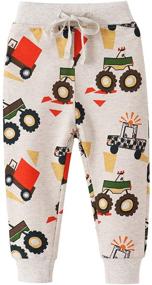 img 4 attached to EULLA Little Boys Cartoon Print Jogger Pants: Comfy Cotton Sweatpants with Drawstring & Pocket