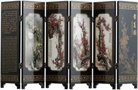 img 2 attached to TJ Global Mini 9.5 INCH Tall 6-Panel Traditional Chinese Cherry Blossom Art for Home Decoration - Decorative Lacquerware, Oriental Home Decor, Lacquer Mini Divider