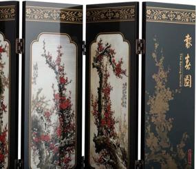 img 1 attached to TJ Global Mini 9.5 INCH Tall 6-Panel Traditional Chinese Cherry Blossom Art for Home Decoration - Decorative Lacquerware, Oriental Home Decor, Lacquer Mini Divider