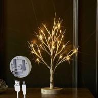 🌳 litbloom 18in 24 led twig tree lights - tabletop birch tree with timer, usb plug-in & battery operated - ideal for wedding, party, easter, christmas & holiday decoration логотип