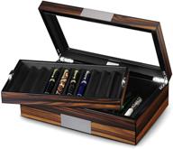 🖋️ lifomenz co ebony wood pen display case: elegant fountain pen storage box with glass window - organize and showcase 20 pens in tray логотип