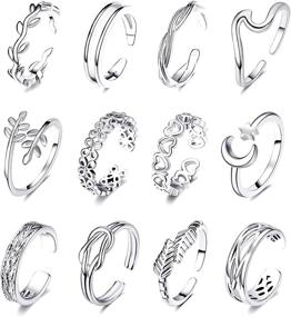 img 4 attached to KOHOTA 12PCS Adjustable Toe Rings for Women: Stylish Summer 🌸 Beach Foot Jewelry Set with Flower, Arrow Tail, and Pinky Band Rings