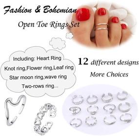 img 1 attached to KOHOTA 12PCS Adjustable Toe Rings for Women: Stylish Summer 🌸 Beach Foot Jewelry Set with Flower, Arrow Tail, and Pinky Band Rings