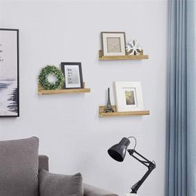 img 2 attached to 🎵 Vintage Vinyl Record Storage Wall Stand Set of 3 - Wooden Floating Shelves for Living Room Bedroom - Rustic Album Holder Display Shelf - Wall Mount Bookshelf for Nursery Picture Ledge