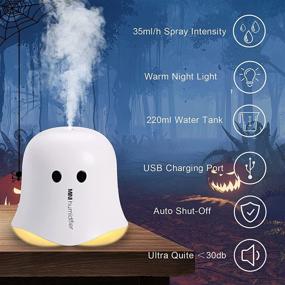 img 4 attached to 👻 DN Mini Humidifiers: Spook up Halloween Decor with USB Ultrasonic Ghost Humidifier! Ideal for Car, Bedroom, Travel & More