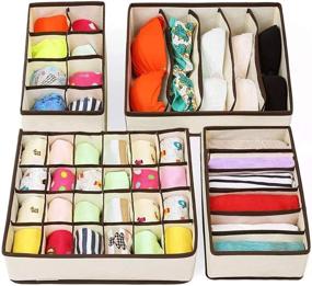 img 4 attached to 🗂️ Efficient Storage Solution: Lemcrvas Drawer Organizer Houseware 4 Pack for Underwear, Foldable Clothes and More in Beige