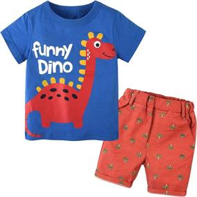 img 4 attached to 👕 Cotton T-Shirt Set for Boys' Vacation Outfits in Clothing Sets