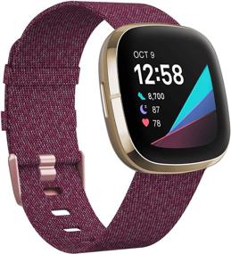 img 4 attached to 👥 KIMILAR Soft Woven Bands for Fitbit Versa 3 / Sense - Breathable Accessories Replacement Strap for Women and Men