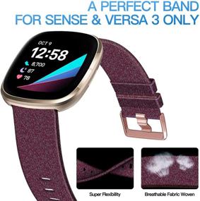 img 3 attached to 👥 KIMILAR Soft Woven Bands for Fitbit Versa 3 / Sense - Breathable Accessories Replacement Strap for Women and Men