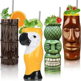 img 4 attached to Cocktail Drinkware Set with Tiki Mugs