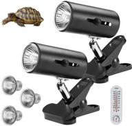 🔆 enhanced reptile heat lamp: adjustable & rotating 360°, 25w with 2 lamp holder, 3 bulbs uva uvb + thermometer - ideal for reptiles, lizards, aquatic turtles, snakes logo