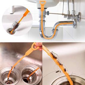 img 2 attached to Sugelary Hair Catcher Drain Clog Remover Tool - Sink Snake for Overflow 🧴 Cleaning, Brush Drain Relief Cleaner - Plumbing Snake with Gloves - Tube Drain Cleaning
