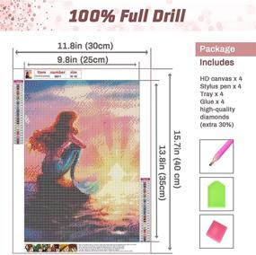 img 3 attached to 🔮 Full Crystal Drill Rhinestone Art: Roufa DIY 5D Diamond Painting Kits for Adults - Home Decor Gift Set (4Pcs-12x16 Inch)