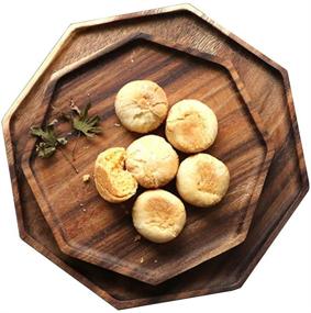 img 4 attached to 🍽️ Versatile Set of 2 Acacia Wooden Octagon Square Trays: Perfect for Serving Bread, Fruit Salad, Vegetable Platters, and More!