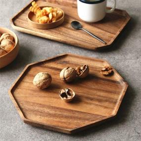 img 3 attached to 🍽️ Versatile Set of 2 Acacia Wooden Octagon Square Trays: Perfect for Serving Bread, Fruit Salad, Vegetable Platters, and More!