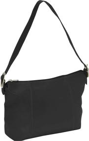 img 1 attached to 👜 Piel Leather Medium Shoulder Bag in Black - Optimal Size for Versatile Use