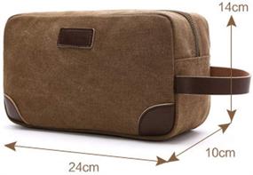 img 2 attached to 🎒 IBLUE Leather and Canvas Toiletry Bag Dopp Kit - Travel Bathroom Shaving Organizer for Men & Women, B03 (KHAKI)