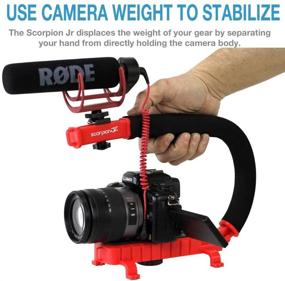 img 2 attached to 📷 Red Cam Caddie Scorpion Jr. Collapsible Stabilizing Camera/Smartphone Handle with Hot Shoe Mount - Limited Edition for Enhanced SEO