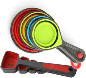 img 3 attached to 8 Piece Collapsible Silicone Measuring Cups and Spoons Set - Red