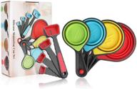 8 piece collapsible silicone measuring cups and spoons set - red logo