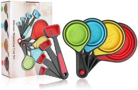 img 4 attached to 8 Piece Collapsible Silicone Measuring Cups and Spoons Set - Red