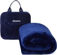 🧳 soft and cozy blue flannel travel blanket pillow by mizatto - portable and compact carry case, perfect for airplane flights and layovers logo