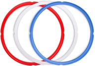 🔵 3-pack silicone sealing rings for instapot - replacement gasket seal rings in red, clear, and blue - accessories for 5/6 qt instapot logo