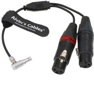 alvin's cables right angle 5 pin male to two xlr 3 pin female audio input cable: ideal for z cam e2 camera logo