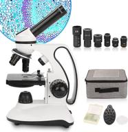 🔬 biological educational microscopes: dual led illumination, lab compound monocular microscope for students and adults with optical glass lenses, metal body, carrying case, ac adapter logo