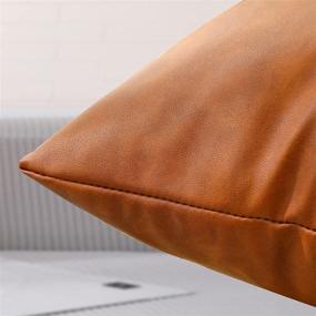 img 3 attached to 🛋️ KKY Faux Leather Farmhouse Throw Pillow Cover 20x20 inch - Modern Country Style Decorative Pillow Cover for Bedroom, Living Room, Sofa - Brown Accent Pillows - Full Leather 2PC, 20x20 inch