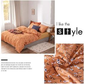 img 1 attached to 🌸 Chic Floral Blossom Bedding Set: Queen Orange Pumpkin Duvet Cover with Pillowcases - Cotton Comforter Cover featuring Zipper Ties