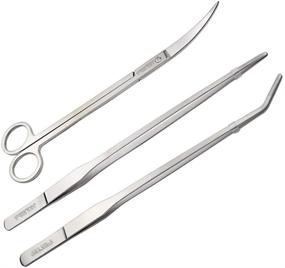 img 4 attached to 🐠 FEITA 3PCS Long Stainless Steel Curved & Straight Aquarium Tweezer Set - Feeding, Maintenance, and Scissors Tools Kit