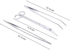 img 3 attached to 🐠 FEITA 3PCS Long Stainless Steel Curved & Straight Aquarium Tweezer Set - Feeding, Maintenance, and Scissors Tools Kit